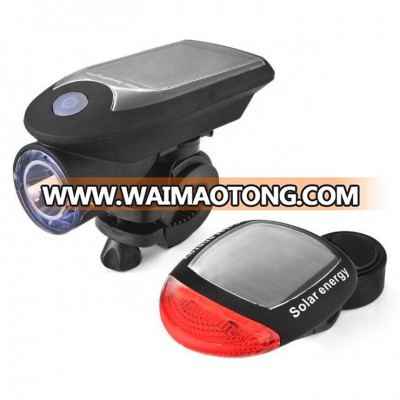 Solar Rechargeable USB Bike Light Flashing Front LED Bicycle Light