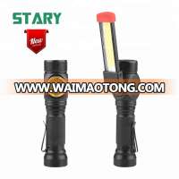 Aluminum multifunctional red led rotating work light flashlight with clip for industrial garage inspection task