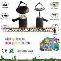 OEM LED lights 6 LED Solar led Lantern with wind up Dynamo solar Lantern for camping