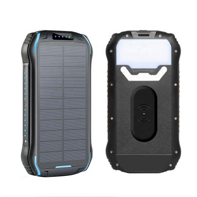 Solar Power Wireless Charger Bank USB Power Bank 26800mAh Waterproof Battery Charger Portable Solar Panel with LED Light